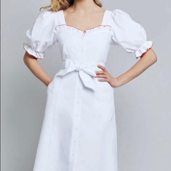 New Behida Dolić Ozzie Dress XS White with Red - Picture 2 of 6